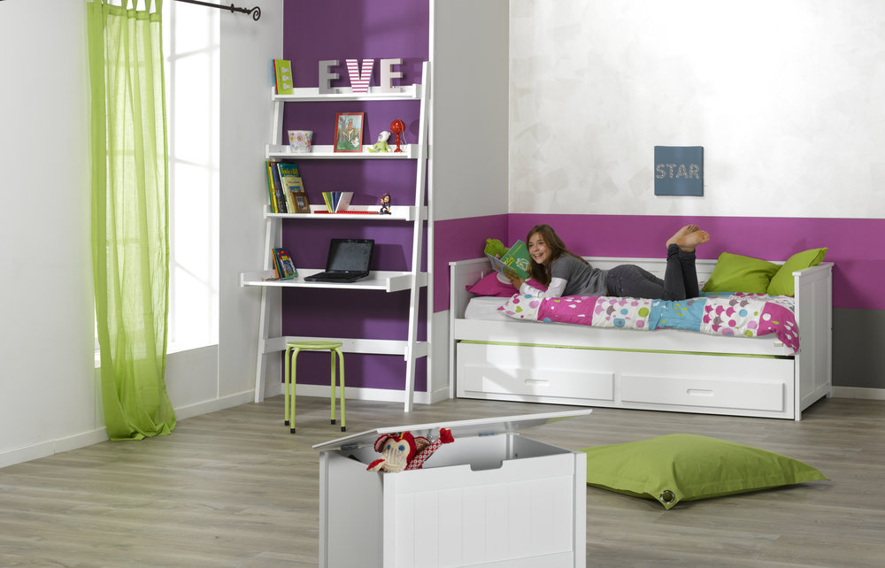 Comprar dormitorio juvenil con cama nido. color blanco swam