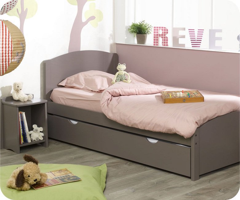 Cama nido juvenil madera maciza de 90x190cm. color chocolate Cama nido niños
