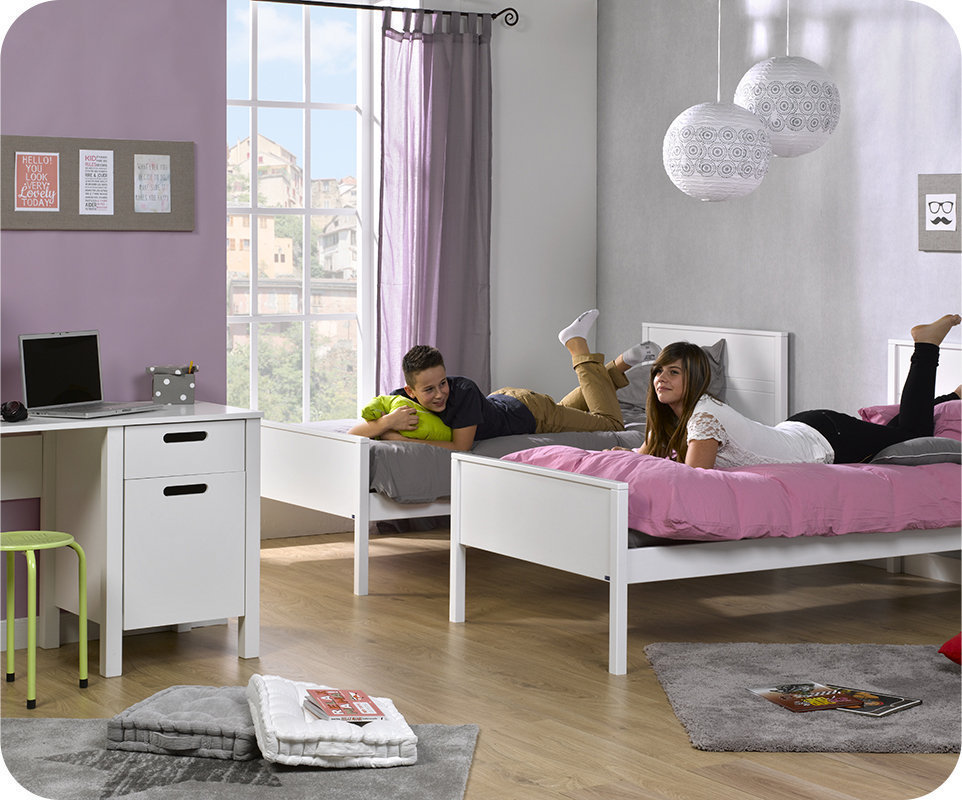 Comprar cama juvenil, somier y colchón. 90x200cm blanco. ines