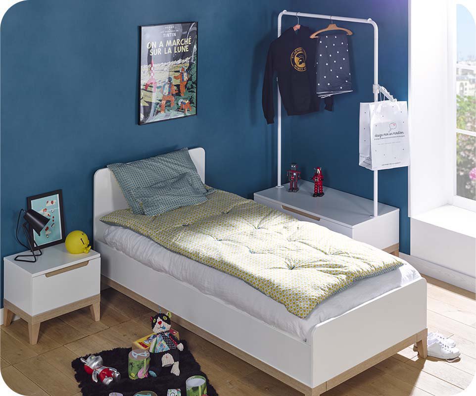 Mueble bajo con perchero abierto RIGA Blanco y Haya Mueble bajo con perchero abierto RIGA Blanco y Haya