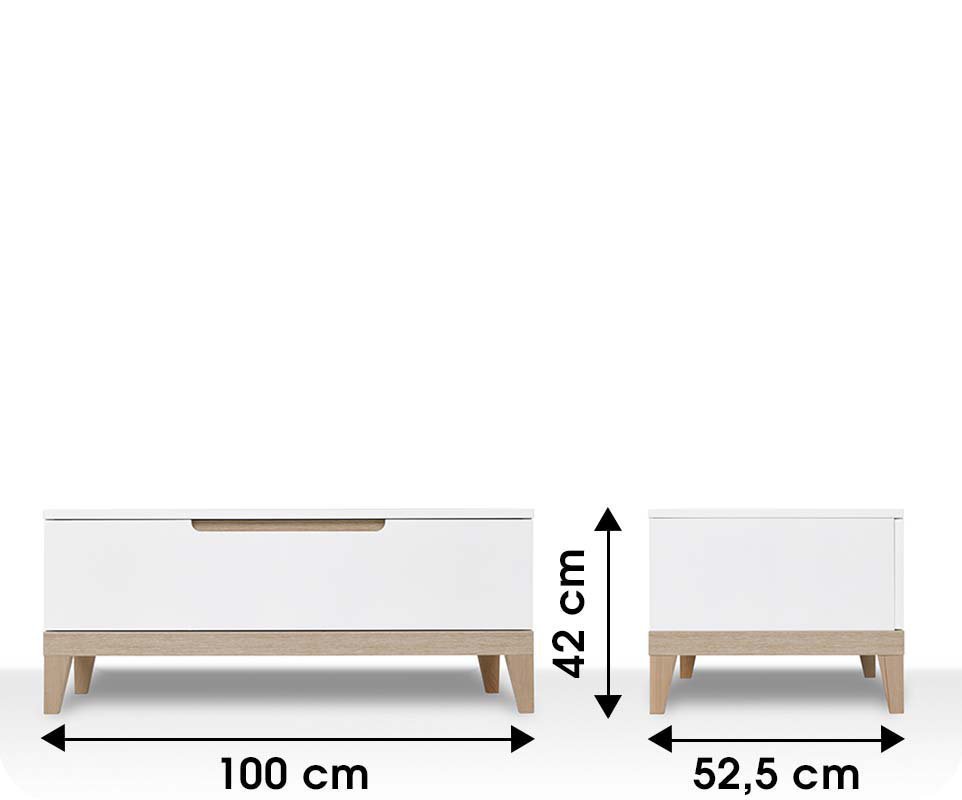 Mueble bajo con perchero abierto RIGA Blanco y Haya Mueble bajo con perchero abierto RIGA Blanco y Haya