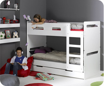 Litera Juvenil Eden Blanca opci&oacute;n 3&ordf; cama con somier