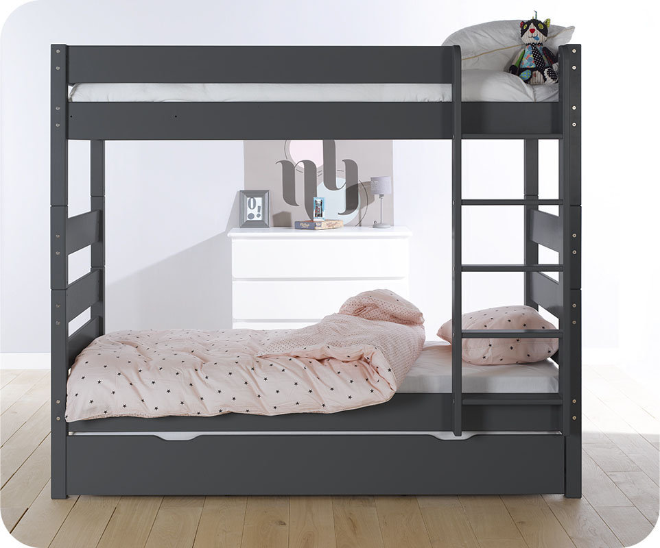 juvenil modular, 90x190cm + Cama Nido Supletoria, Gris Antracida KIDS juvenil modular, 90x190cm + Cama Nido Supletoria, Gris Antracida KIDS