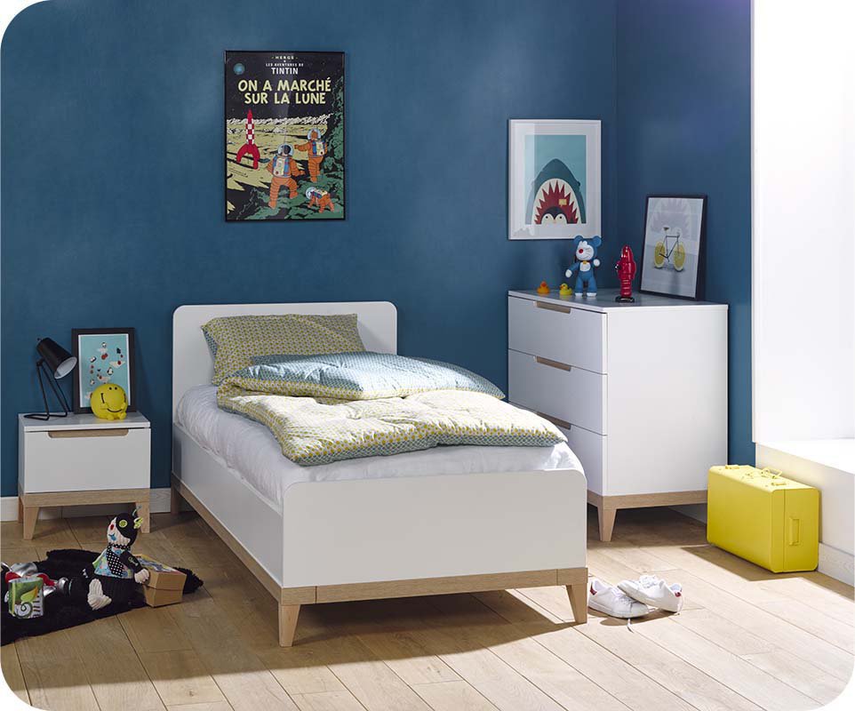 Dormitorio Juvenil Riga de 3 Muebles Blanco y Haya Dormitorio Juvenil Riga de 3 Muebles Blanco y Haya
