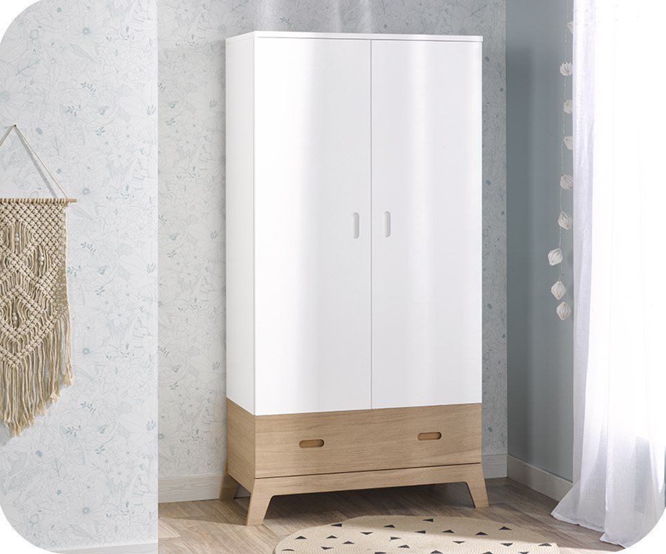 Armario Bebé ALOA 2 puertas 1 cajón Blanco Madera