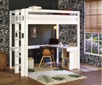 Cama Alta de 120x190cm - Fynn con pequeo escritorio en opcin