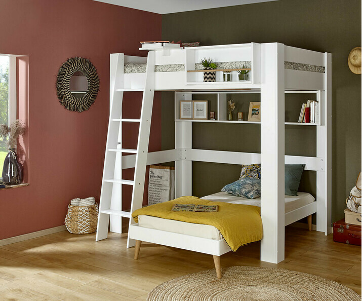 Aprovecha el espacio debajo de tu cama alta  y aade una cama individual