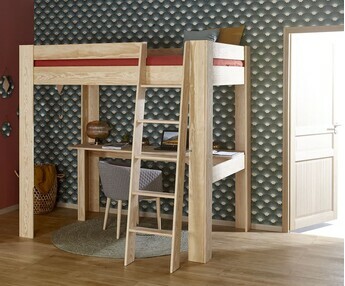 Madera maciza, robusta y duradera, esta cama alta reducira espacios en la habitacin de por vida