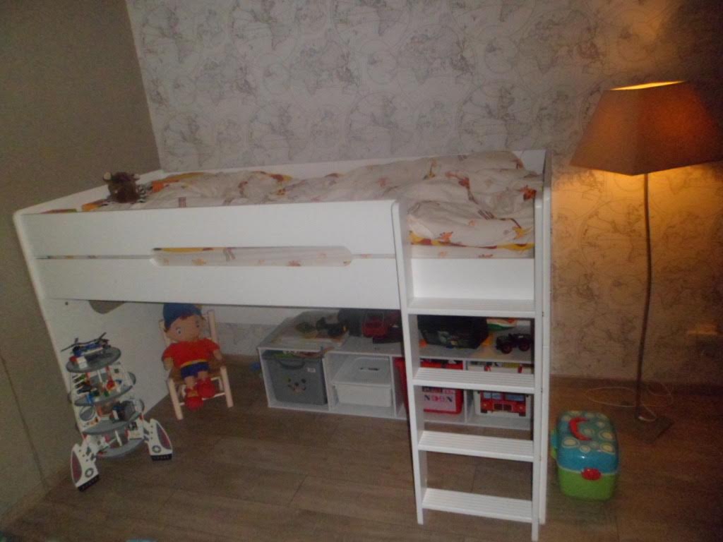 Cama media alta SPARK blanca, 90x200 cm