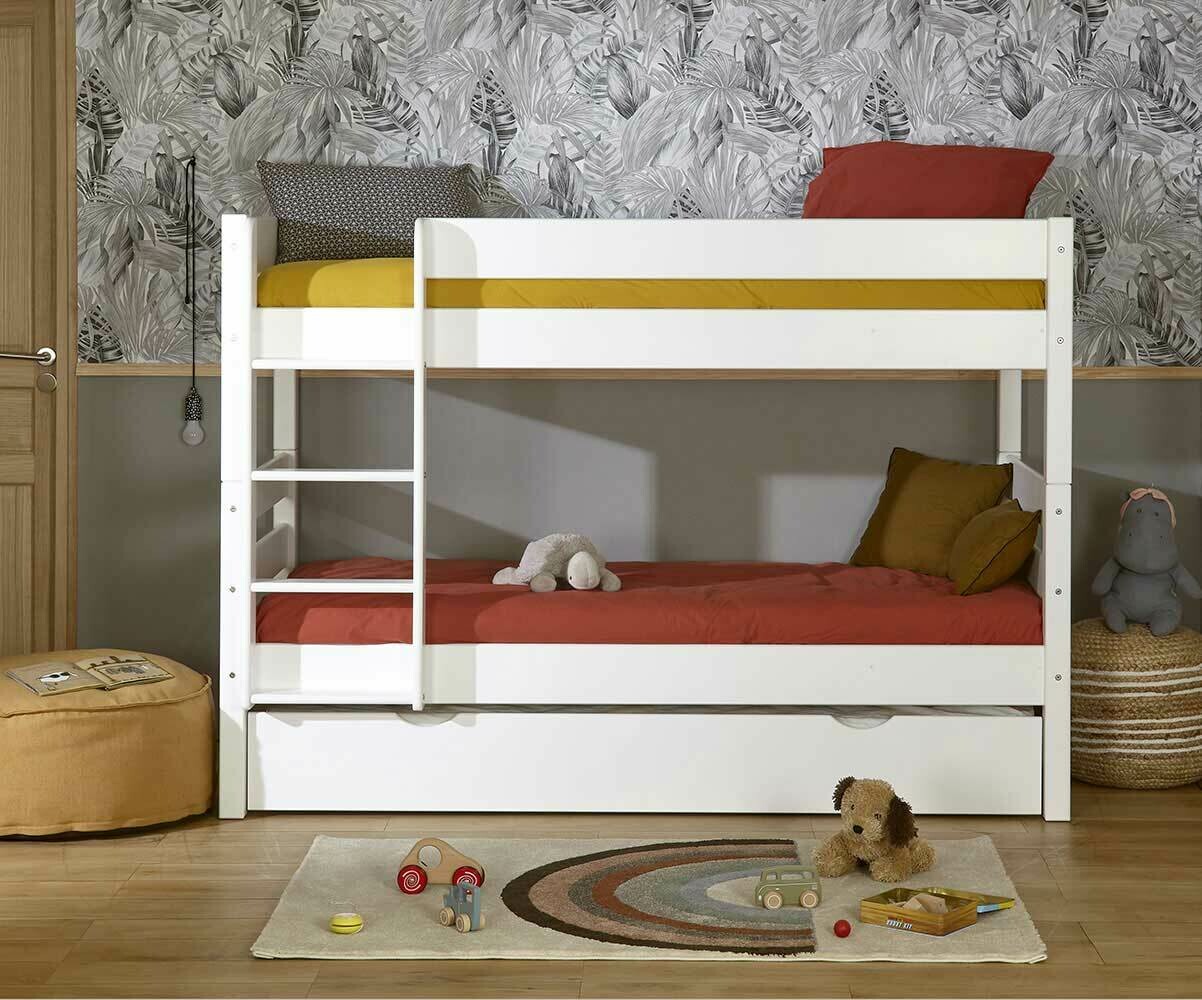 Litera con Cama nido supletoria. Blanca. 90x190cm