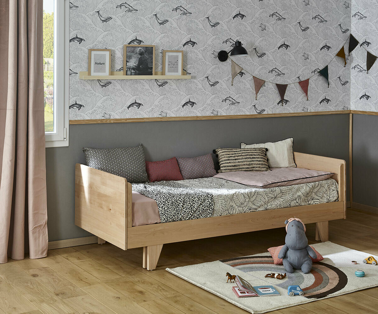 Litera infantil con cama nido - Hikari, en madera maciza