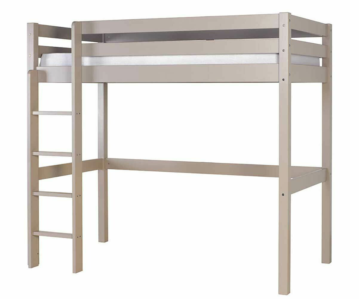 Cama Alta de 90x190cm Blanca. Modelo Wood