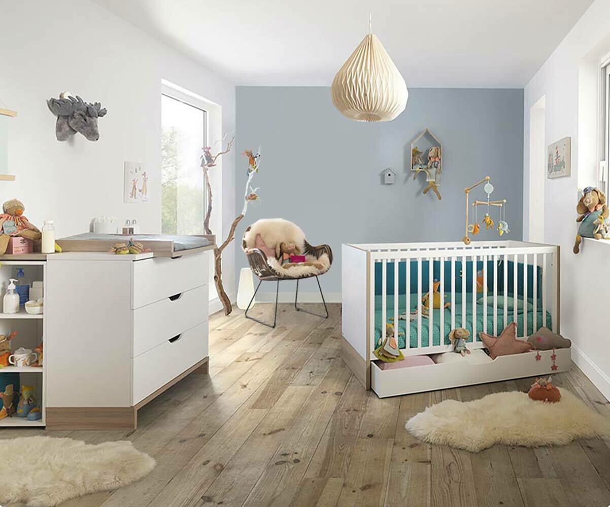 Mini Dormitorio Pluma Blanco Y Madera