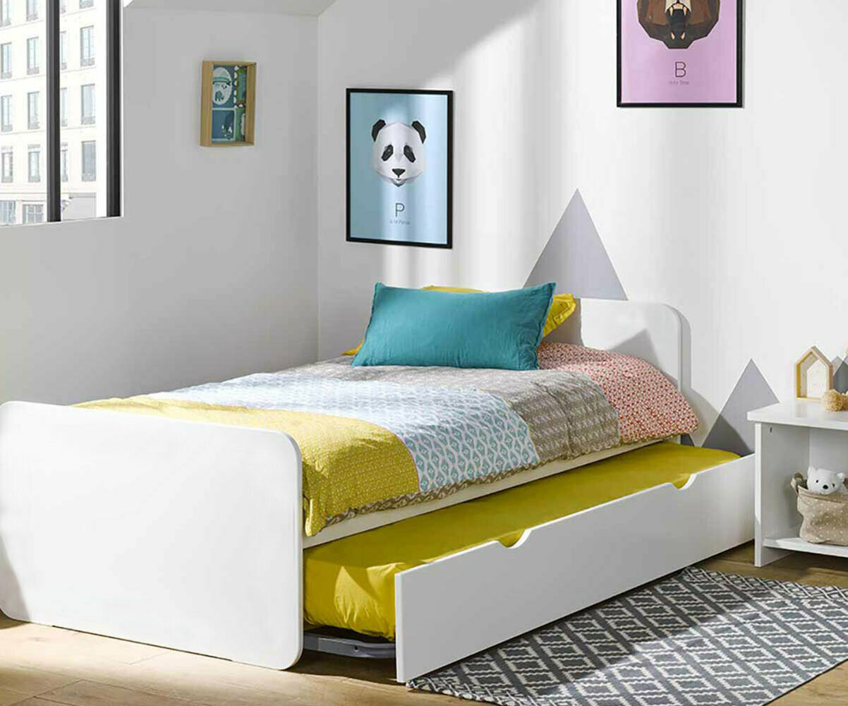 Cama Nido juvenil Lemon 90x190 Blanca con 2 Colchones