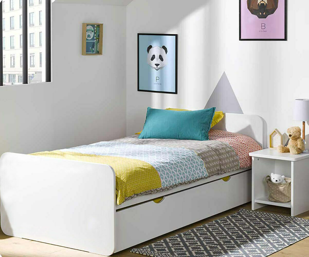 Cama Nido juvenil Lemon 90x190 Blanca con 2 Colchones