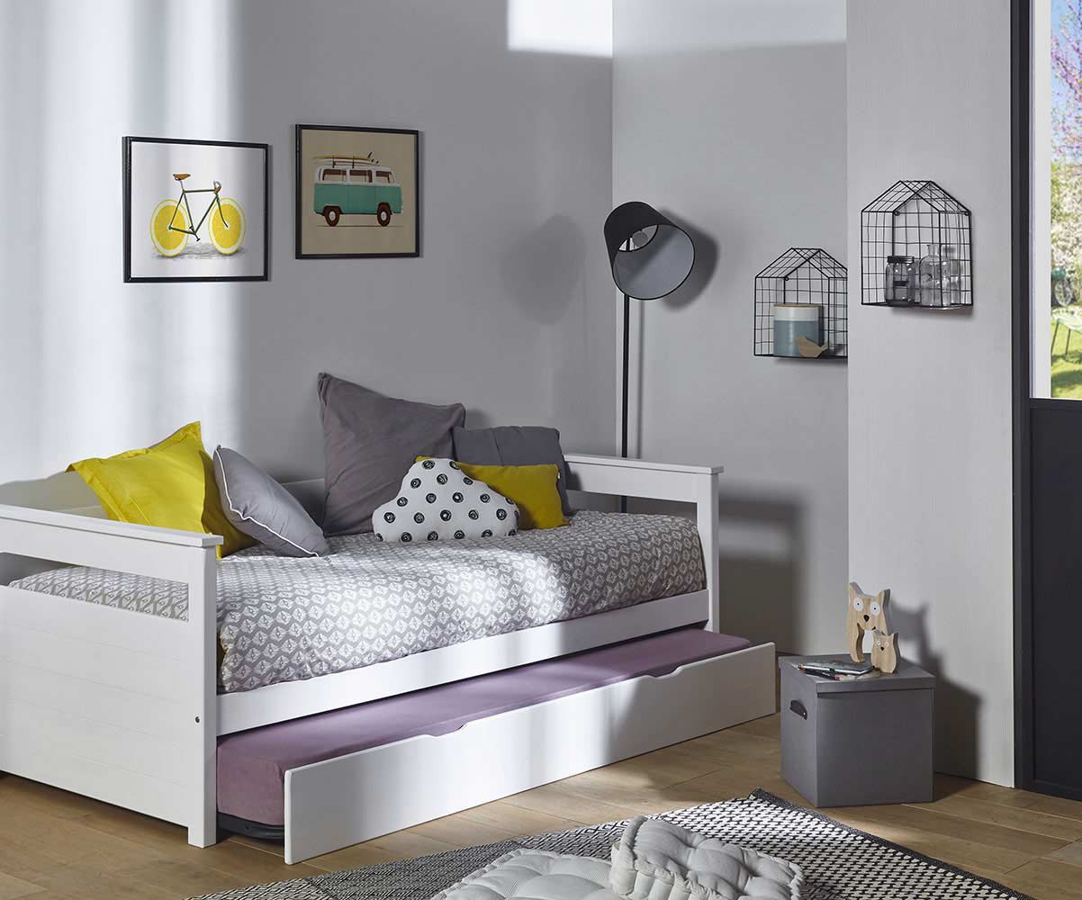MÉLINE Chesterfield Sofá cama nido 2x90x190 en tela gris oscuro - Westfield