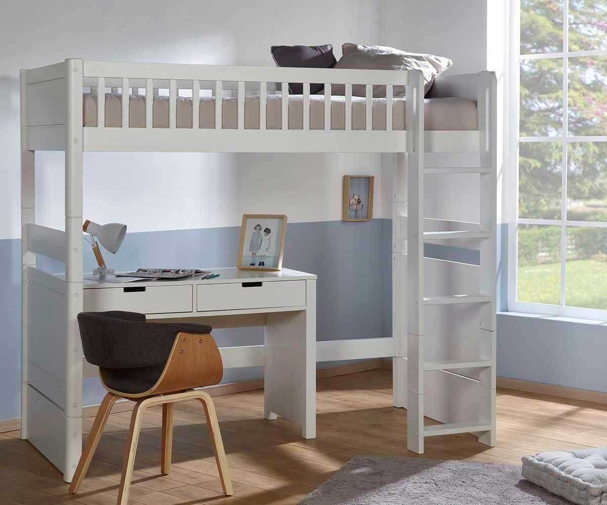 Cama alta con escritorio y escaleras, litera individual sobre cama  individual con cajones de almacenamiento y estantes, camas altas  convertibles de