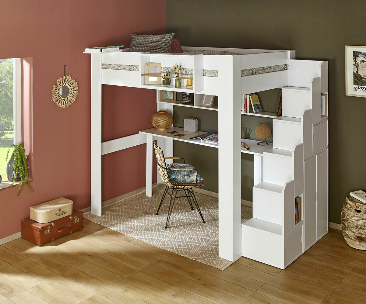 Dormitorio Juvenil Cama Nido Con Escalera De Cajones Escalera