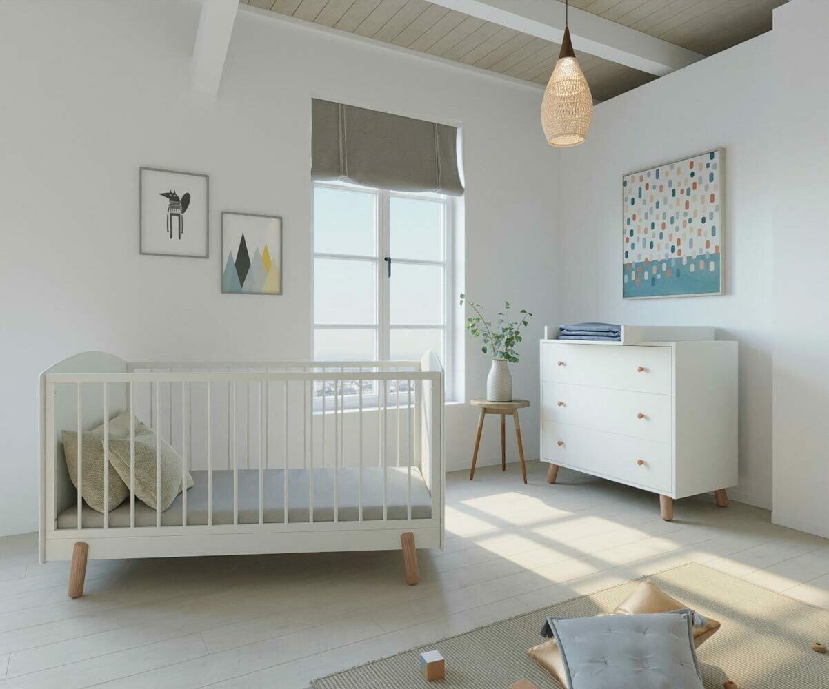 Mini dormitorio - Alma: incluye cuna, cómoda con cambiador.