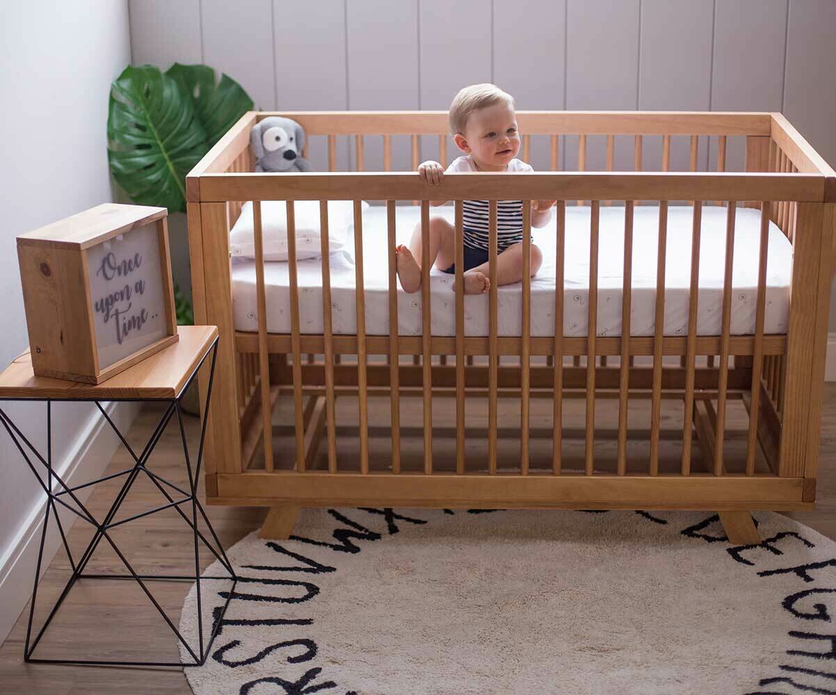 Cuna para bebé 3 posiciones de madera blanca