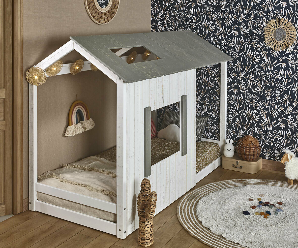 Cama casita Montessori en color natural - Fabricada en madera 100% pino. -  Minimus Espacios