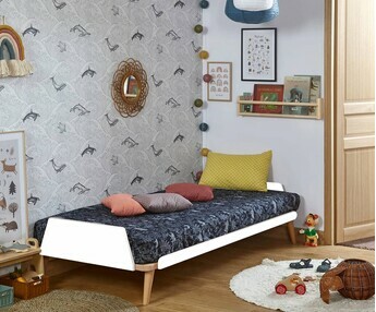 Cama infantil Montessori con colchón - Kyou, 100% madera maciza