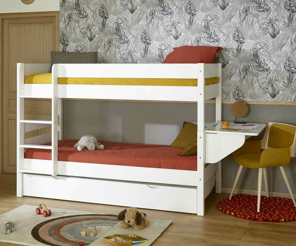 Cama alta con escritorio, litera individual con escritorio y estantes,  marco de cama convertible de madera con almacenamiento para niños