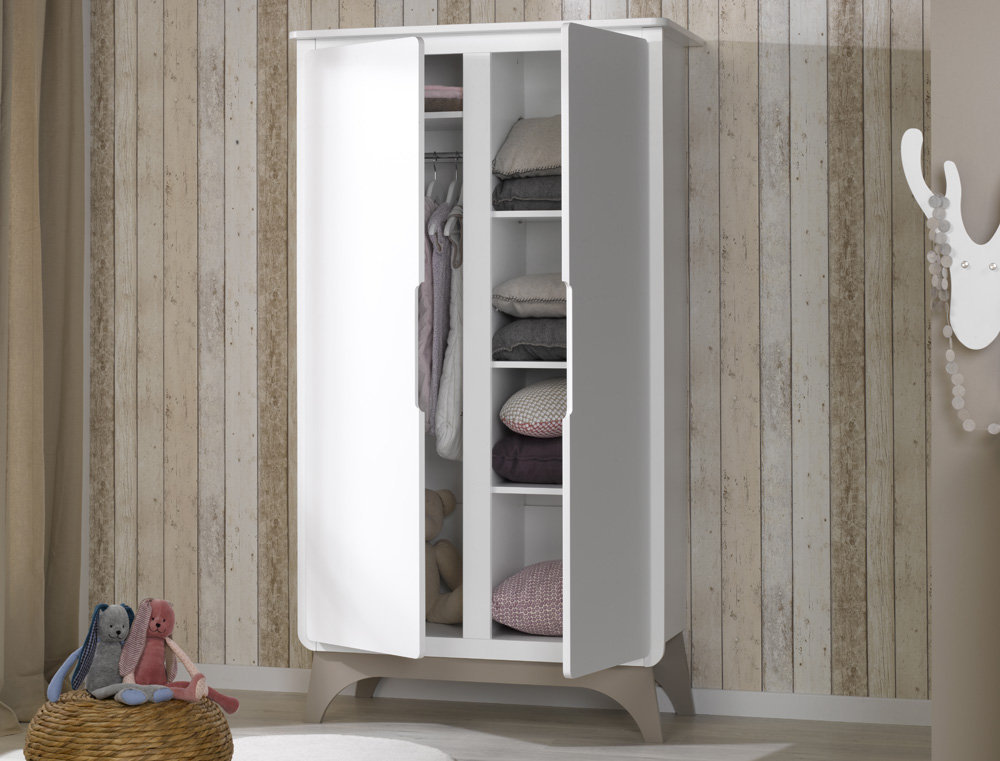 Comprar armario de bebé en color blanco y lino con 2 puertas