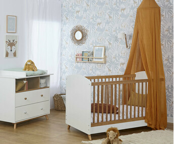 Habitación bebé completa - Feliz, blanco y madera
