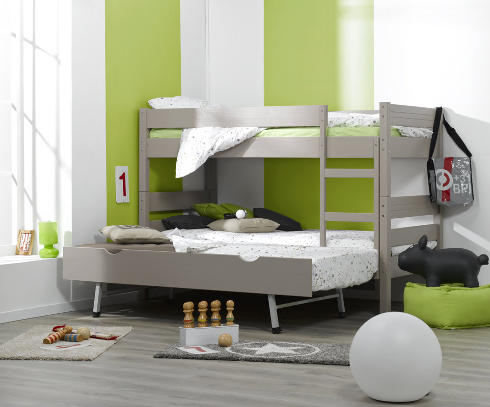 Litera 1,2,3 con Cama nido supletoria. Lino. 90x190cm