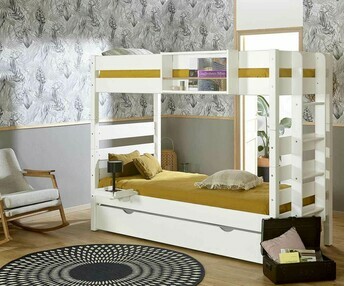 Litera juvenil modular + Cama Nido abierta, Blanca. KIDS