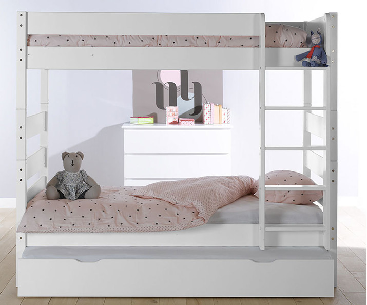 Litera Juvenil Blanca Kids con cama nido supletoria  en opción