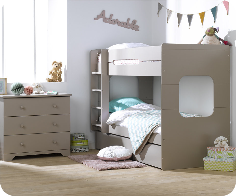 Litera Matrimonial Con Cama Nido Litera Spark con Cama Nido 90x200cm Lino