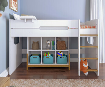 Cama media alta 90x190 cm, Spark, almacenamiento en opcin