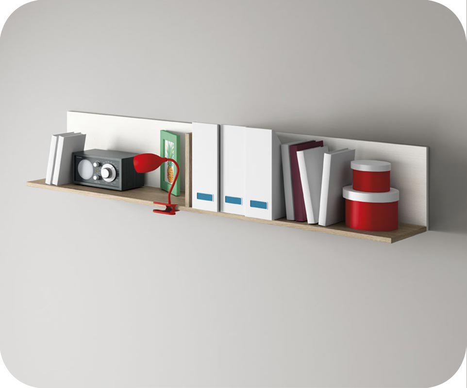 Estantería de pared Planeta Blanca y Roble