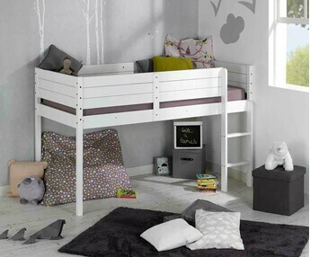 Cama media alta con escritorio y colchón - Tamis