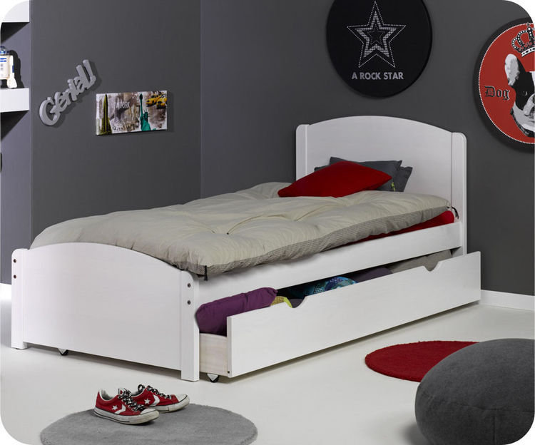 Cama juvenil de 90x200 en color blanco