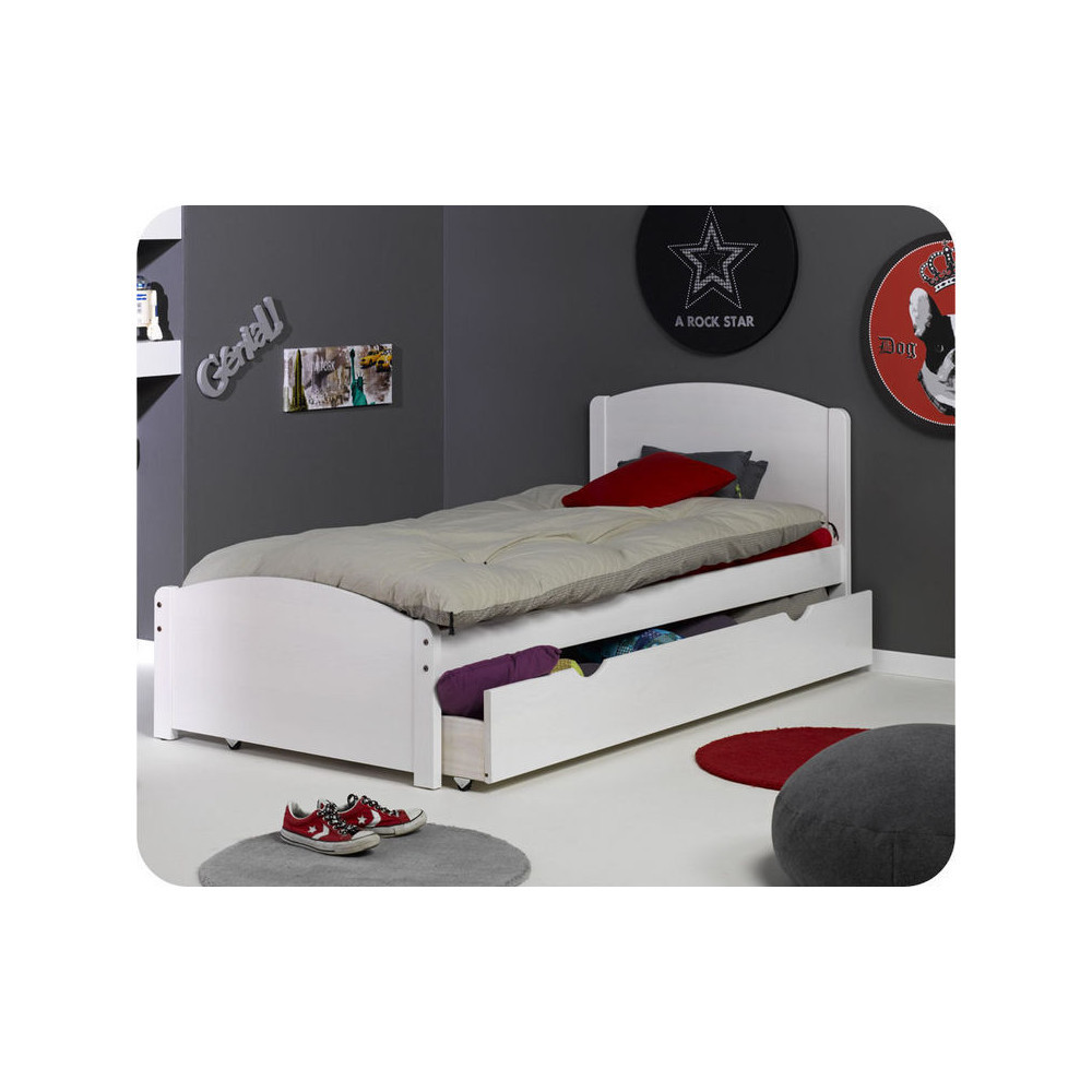 Cama juvenil de 90x200 en color blanco