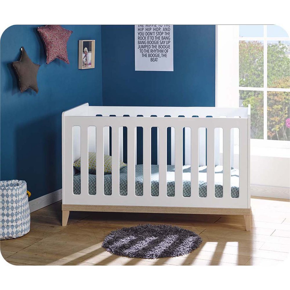 Cuna evolutiva de 70x140 Blanco/Haya modelo RIGA