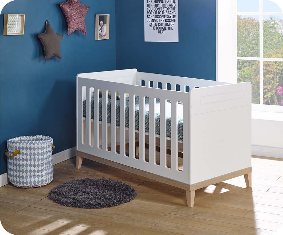 Cuna evolutiva de 70x140 Blanco/Haya modelo RIGA