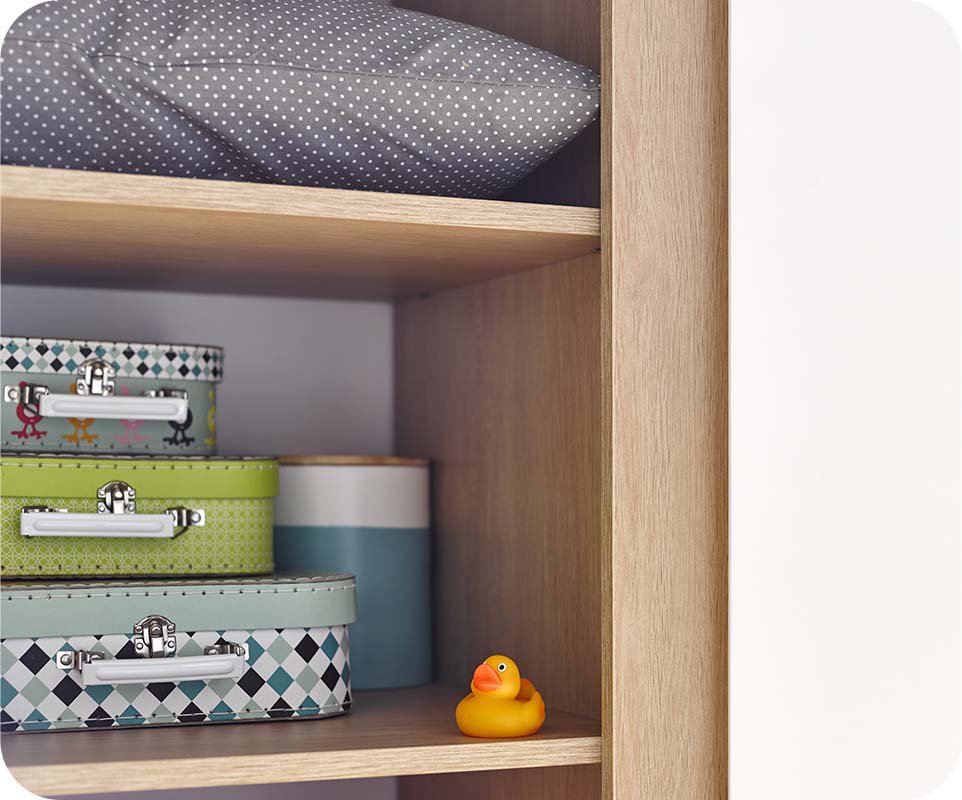 Armario Bebé 2 puertas y 1 cajón blanco/haya RIGA