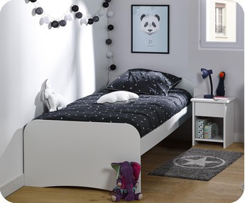 Cama infantil con colchn Twist, acabado blanco