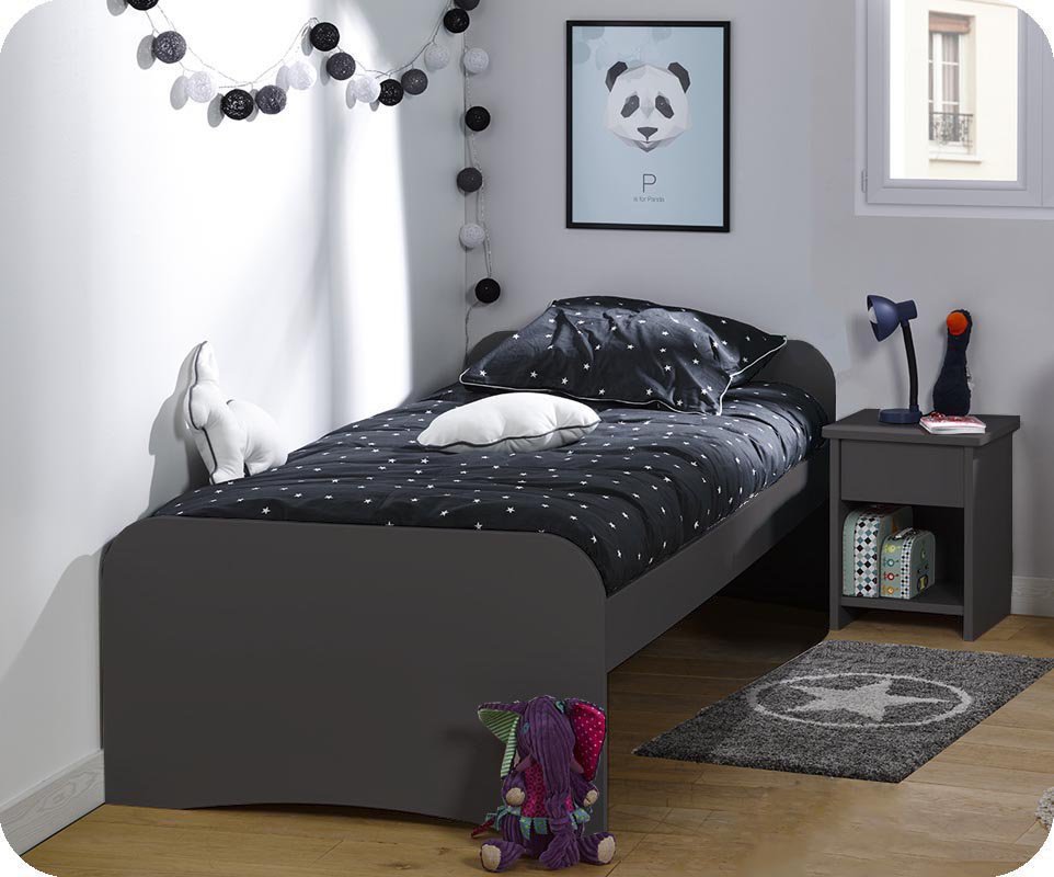 Cama juvenil TWIST de 90x200 cm en color gris