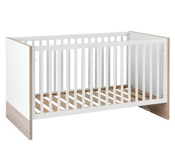 Cuna evolutiva Pluma 70x140cm, Blanco y Madera