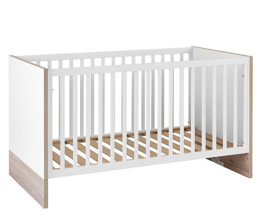 Cuna evolutiva Pluma 70x140cm, Blanco y Madera