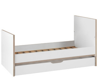Cuna evolutiva Pluma 70x140cm, transformada, con cajn (opcional) Blanco y Madera