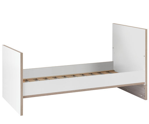 Cuna evolutiva Pluma 70x140cm, transformada, Blanco y Madera