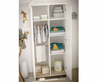 Armario beb Pluma  blanco y madera