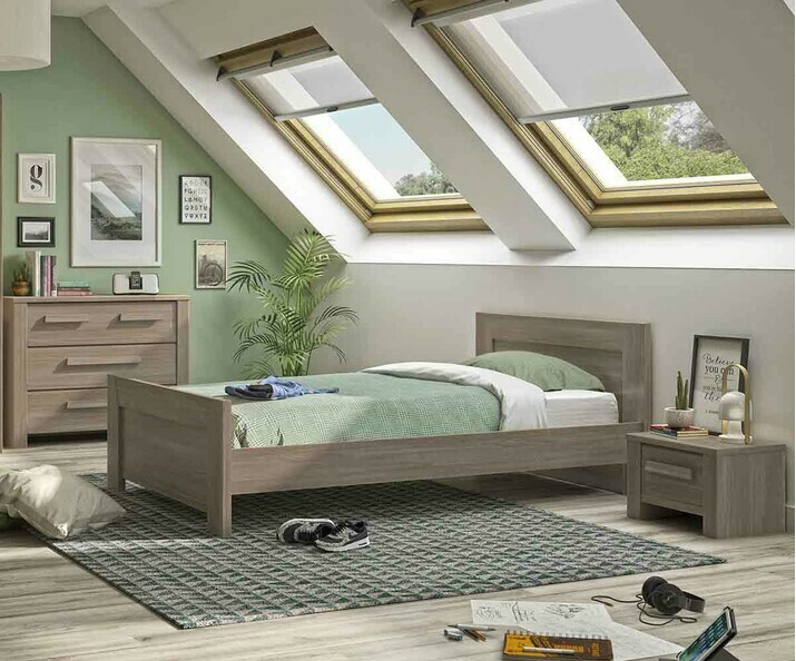 Dormitorio juvenil Auckland de 4 muebles Roble Mobila