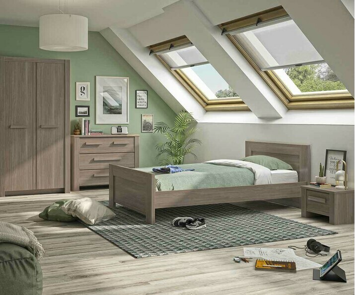 Dormitorio juvenil Auckland de 5 muebles Roble Mobila